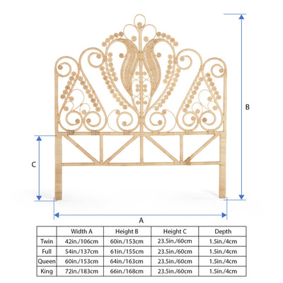 Peacock Rattan Headboard, Natural