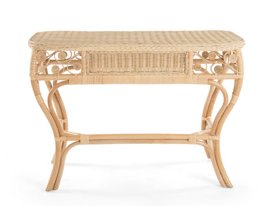 Peacock Rattan Dressing Table with Glass Top
