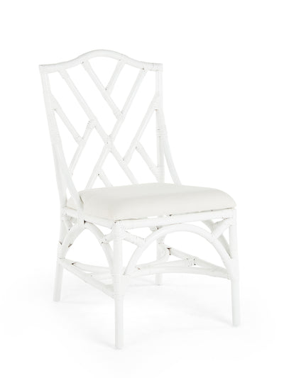 Rattan Chippendale Upholstered Dining Chair, Set of 2 Chairs