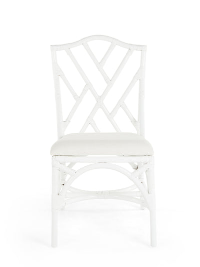 Rattan Chippendale Upholstered Dining Chair, Set of 2 Chairs