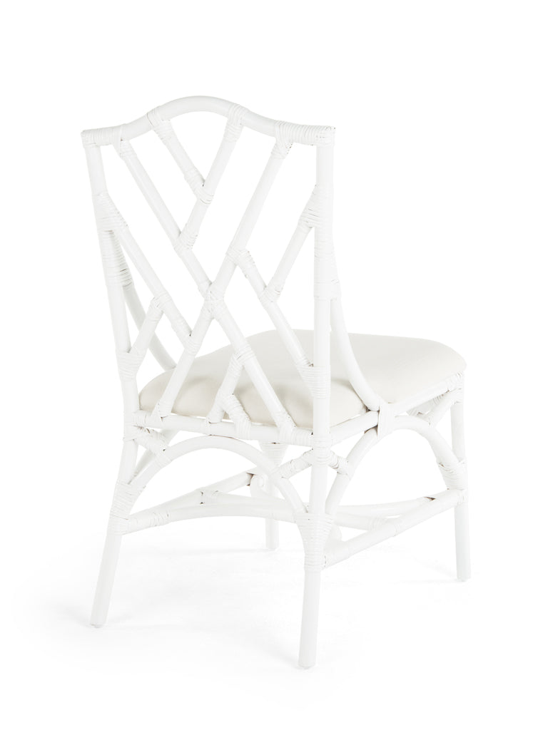 Rattan Chippendale Upholstered Dining Chair, Set of 2 Chairs