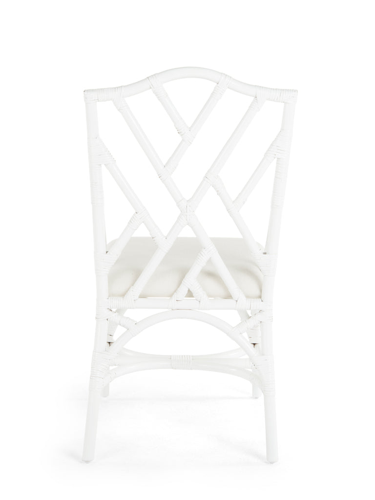 Rattan Chippendale Upholstered Dining Chair, Set of 2 Chairs