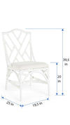 Rattan Chippendale Upholstered Dining Chair, Set of 2 Chairs