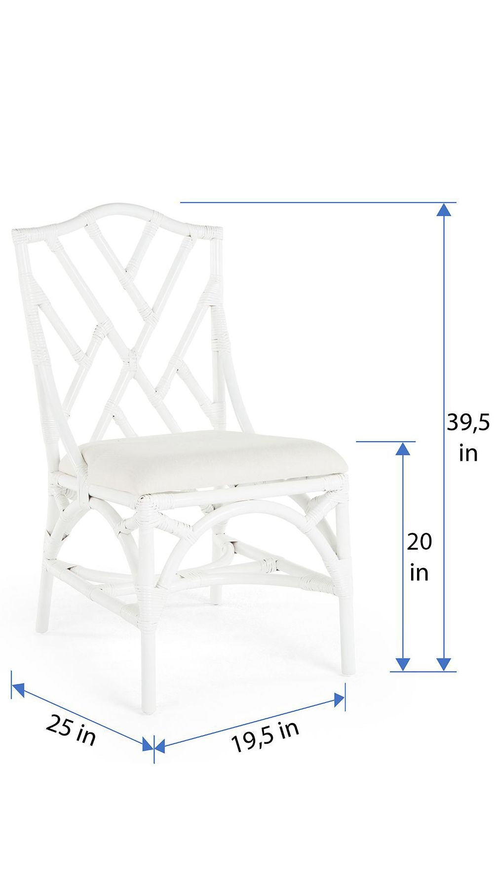 Rattan Chippendale Upholstered Dining Chair, Set of 2 Chairs