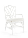 Rattan Chippendale Upholstered Dining Armchair, Set of 2 Chairs