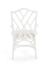 Rattan Chippendale Upholstered Dining Armchair, Set of 2 Chairs