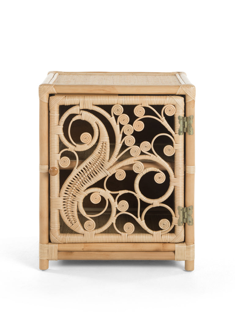 Rattan Peacock Nightstand, Natural Brown