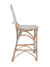 Rattan Bistro Counter Chair, White and Blue