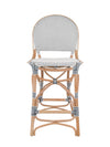 Rattan Bistro Counter Chair, White and Blue