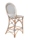 Rattan Bistro Counter Chair, White and Blue