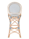 Rattan Bistro Counter Chair, White and Blue