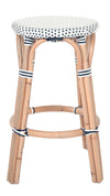 Bistro Backless Counter Hight Stool, White and Blue