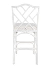 Chippendale Rattan Barstool, White and Off-White Upholstery