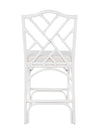 Chippendale Rattan Counter Stool, White and Off-White Upholstery