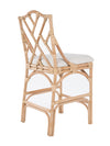 Chippendale Rattan Counter Stool, Natural and Off-White Upholstery