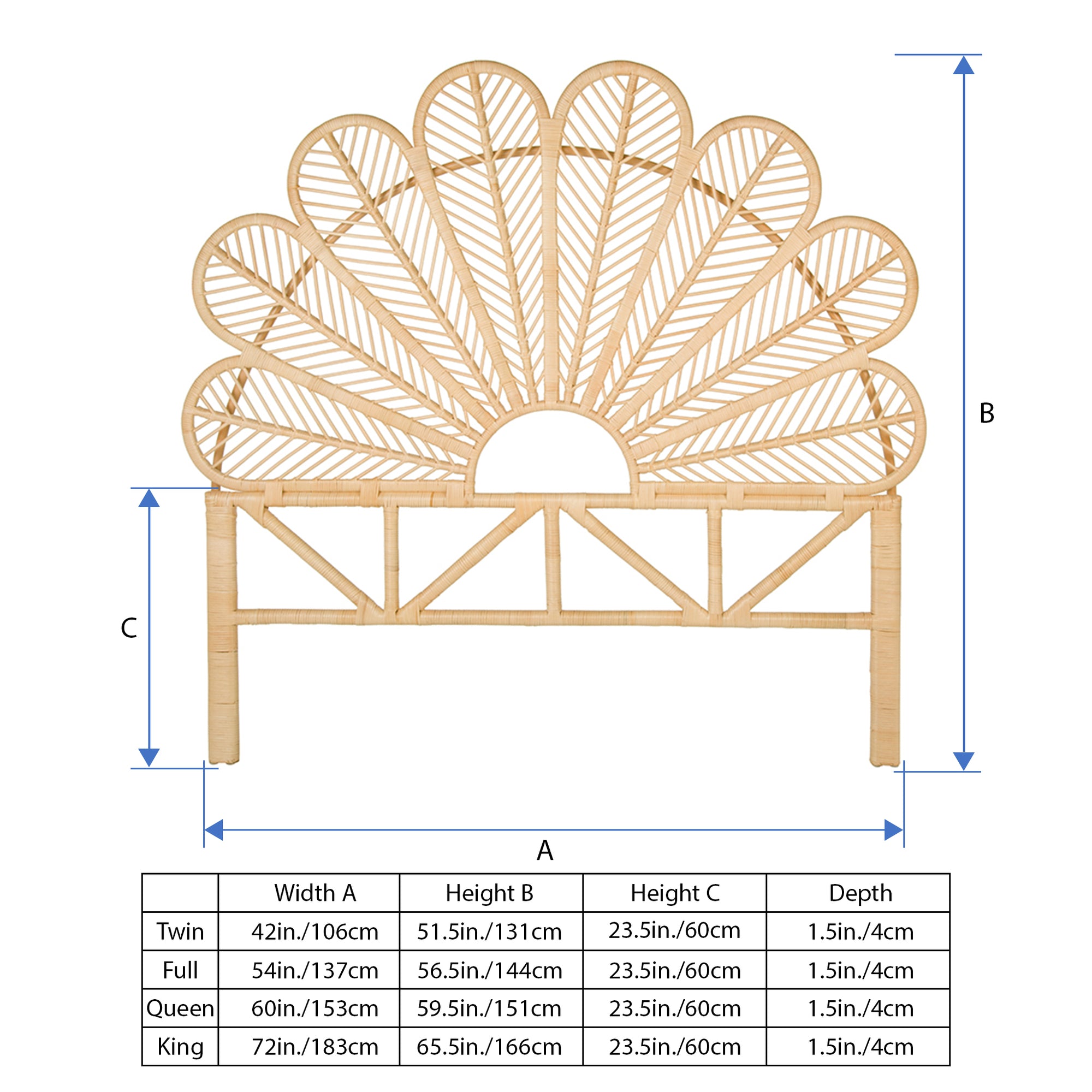 Rattan Petal Headboard,  Natural