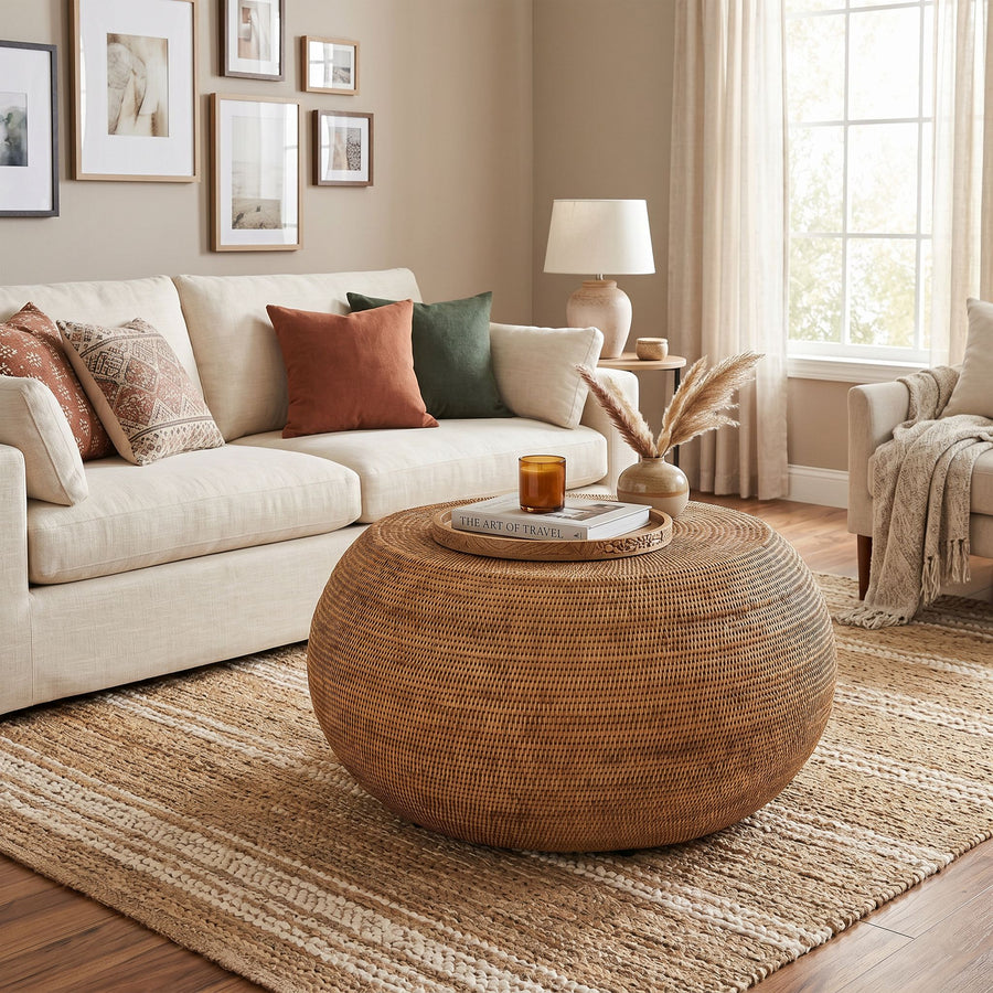 La Jolla Round Rattan Coffee Table