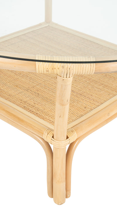 Visayas Rattan Coffee Table with Glass Top, Natural Color