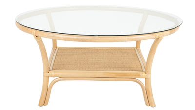 Visayas Rattan Coffee Table with Glass Top, Natural Color