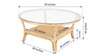Visayas Rattan Coffee Table with Glass Top, Natural Color
