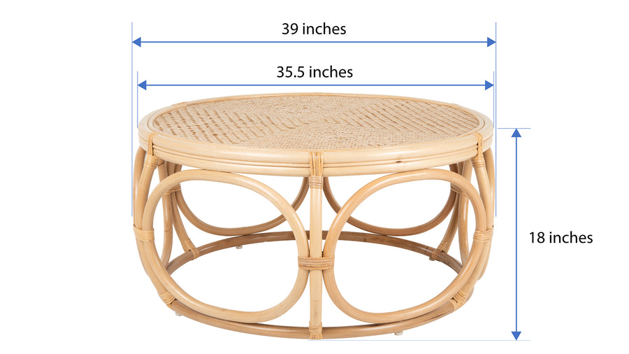 Busan Rattan Coffee Table, Natural Color