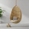 Cocoon Wicker Hanging Swing Chair with Seat Cushion, Natural Color