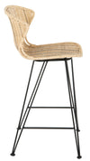 Jaro Rattan Counter Stool with Metal Legs, Natural Color & Black