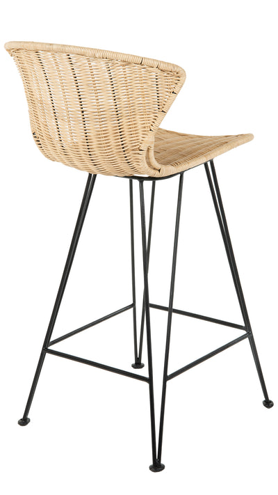 Jaro Rattan Counter Stool with Metal Legs, Natural Color & Black