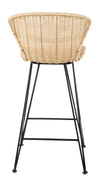 Jaro Rattan Counter Stool with Metal Legs, Natural Color & Black