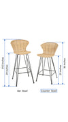 Jaro Rattan Counter Stool with Metal Legs, Natural Color & Black