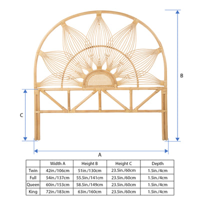 Sunflower Rattan Headboard, Natural