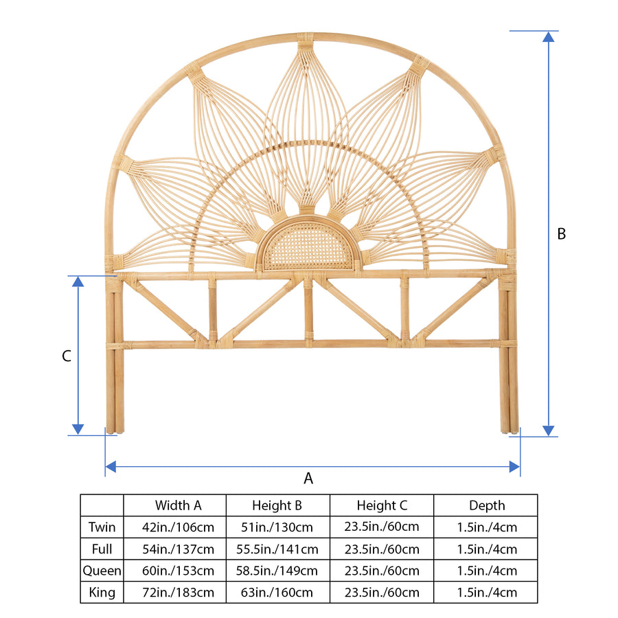 Sunflower Rattan Headboard, Natural
