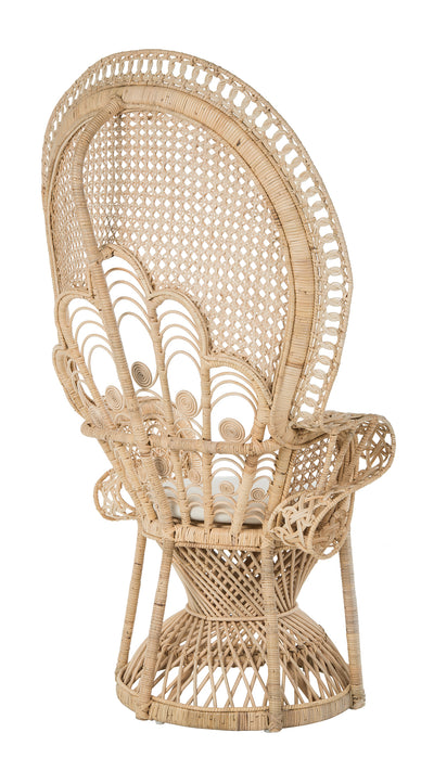 Lady Peacock Chair in Rattan with Seat Cushion