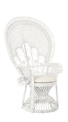 Lady Peacock Chair in Rattan with Seat Cushion