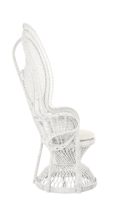 Lady Peacock Chair in Rattan with Seat Cushion