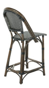 Rattan Bistro Counter Stool, Antique Brown with Black & White Weave