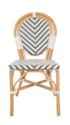 Rattan Bistro Dining Side Chair Chevron, White and Gray, Set of 2 Pieces