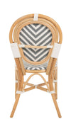 Rattan Bistro Dining Side Chair Chevron, White and Gray, Set of 2 Pieces