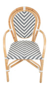 Rattan Bistro Dining Armchair Chevron, White and Gray, Set of 2 Pieces