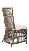 Rattan Loop Edge Side Chair with Seat Cushion, Antique Brown, Set of 2 Chairs