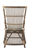 Rattan Loop Edge Side Chair with Seat Cushion, Antique Brown, Set of 2 Chairs