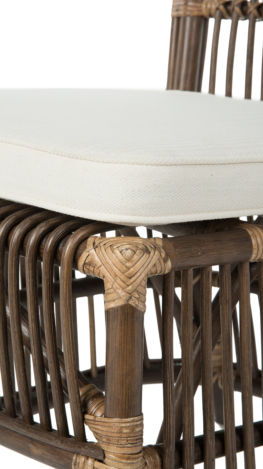 Rattan Loop Edge Side Chair with Seat Cushion, Antique Brown, Set of 2 Chairs