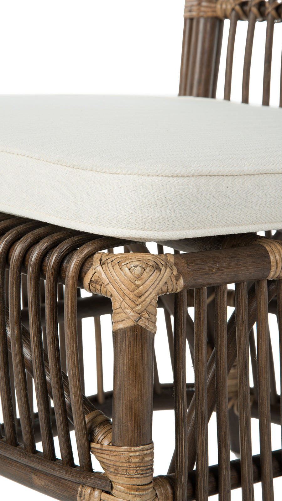 Rattan Loop Edge Side Chair with Seat Cushion, Antique Brown, Set of 2 Chairs