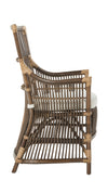Rattan Loop Edge Arm Chair with Seat Cushion, Antique Brown, Set of 2 Chairs