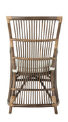 Rattan Loop Edge Arm Chair with Seat Cushion, Antique Brown, Set of 2 Chairs