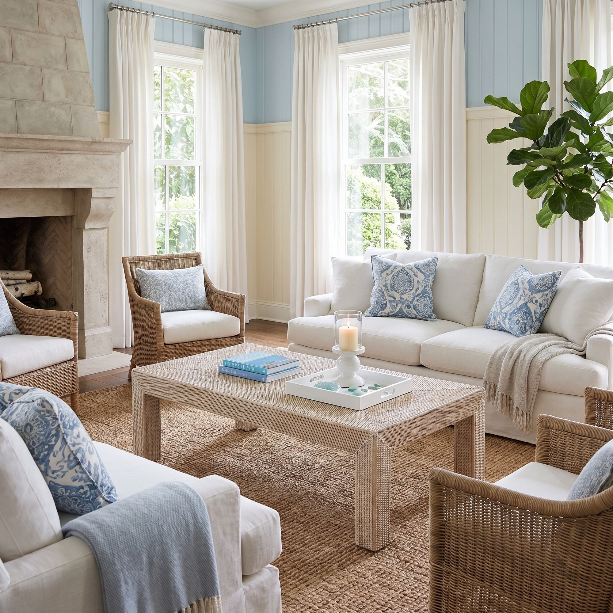 La Jolla Rattan Rectangular Coffee Table