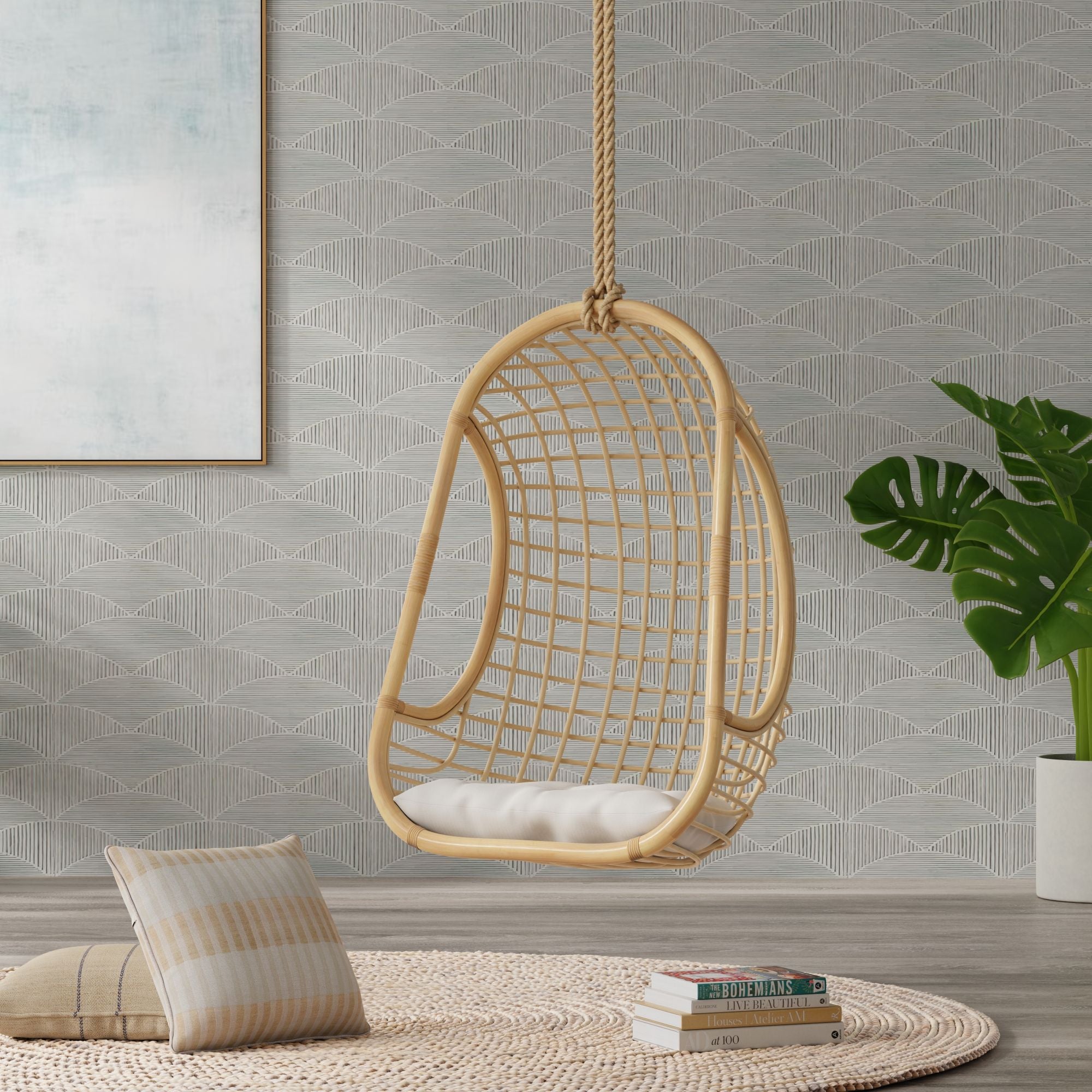 Hanging Rattan Grid Rattan Hanging Chair