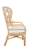 Rattan Chippendale Wingback Lounge Chair with Cushions, Natural
