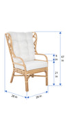 Rattan Chippendale Wingback Lounge Chair with Cushions, Natural