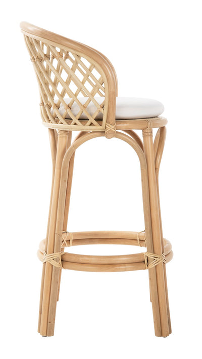 Rattan Criss-Cross Bar Stool, Natural